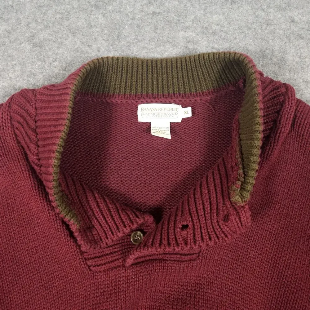 Vintage 80s Banana Republic Safari Sweater Mens XL Henley Red Made In Australia
